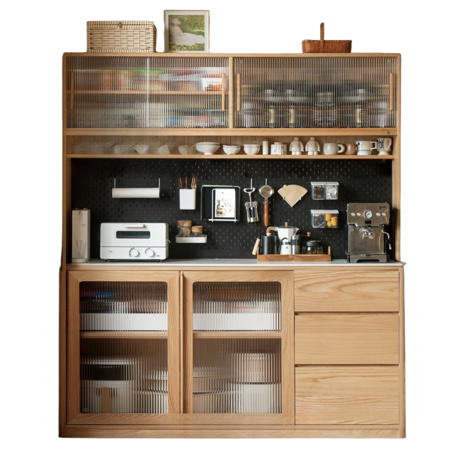 Ash Solid Wood White Wax Rock Plate Sideboard