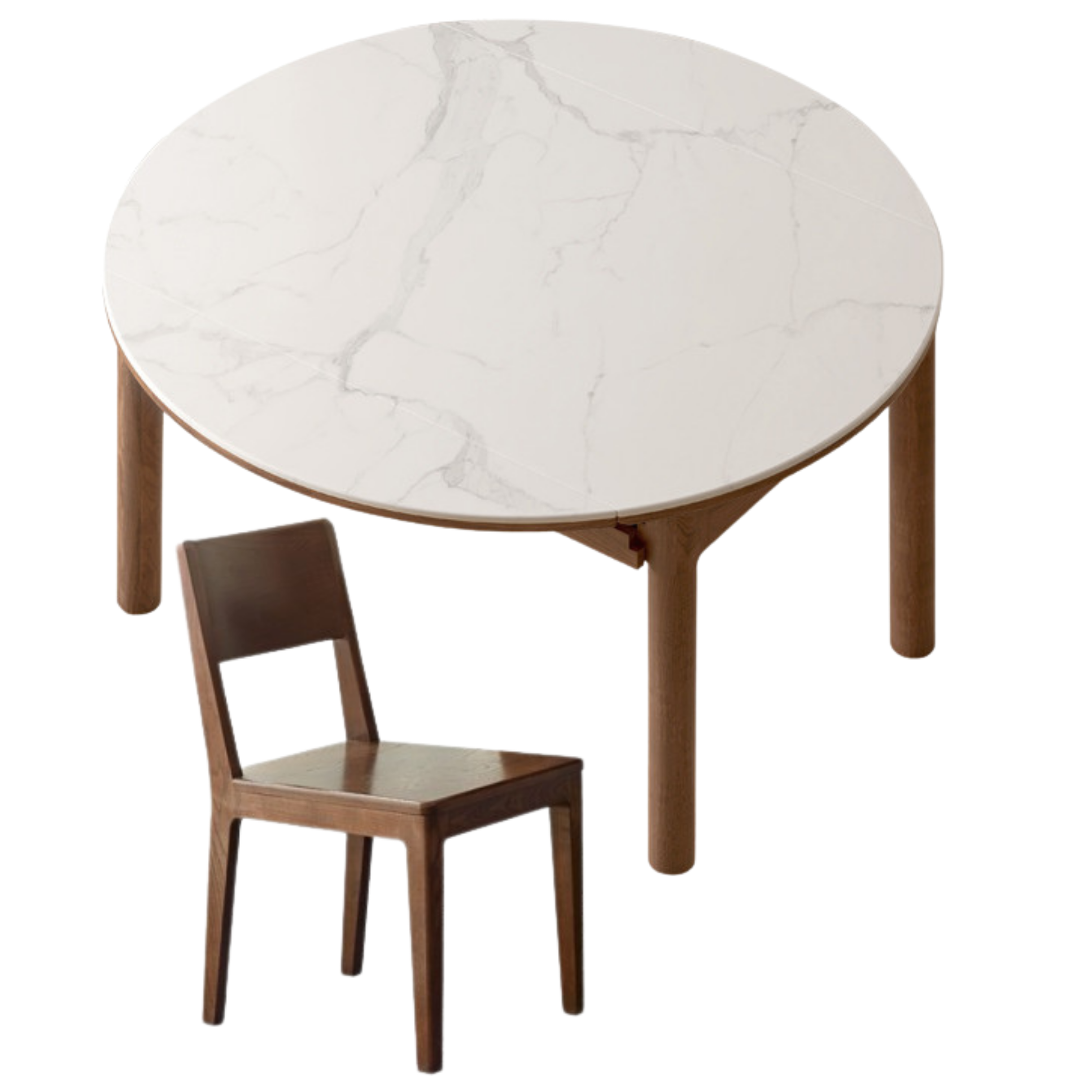 Black Walnut, Ash, Oak Solid Wood Rock Plate Folding Dining Table