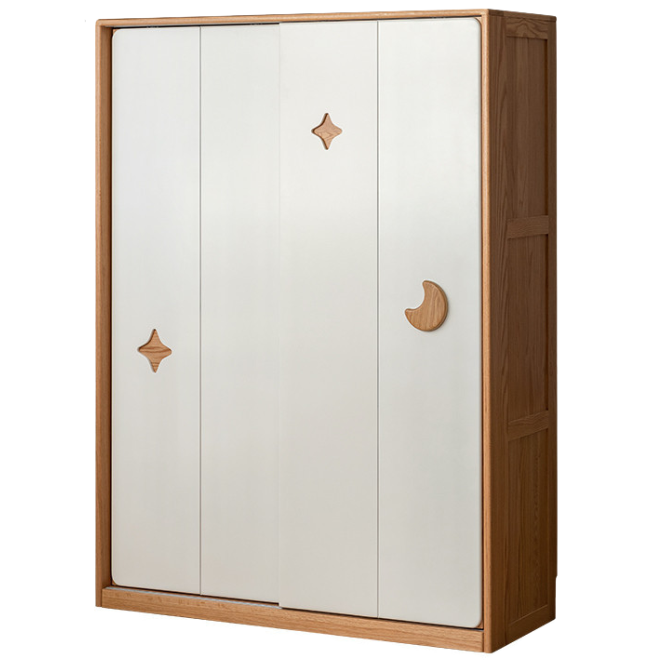 Oak Solid Wood Children's Sliding Door Wardrobe