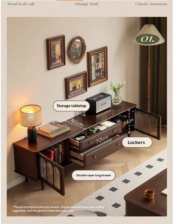 Poplar Solid Wood American Style TV Cabinet.