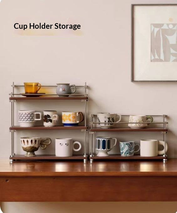 Sapele Solid Wood Multi Layer Storage Rack Antique Style