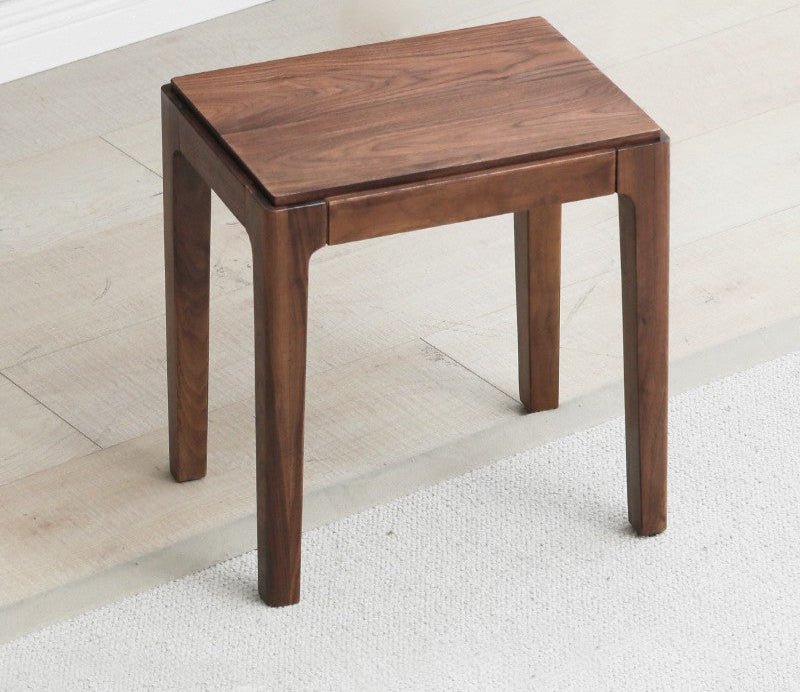 Black Walnut Solid Wood Square Nordic Makeup Stool