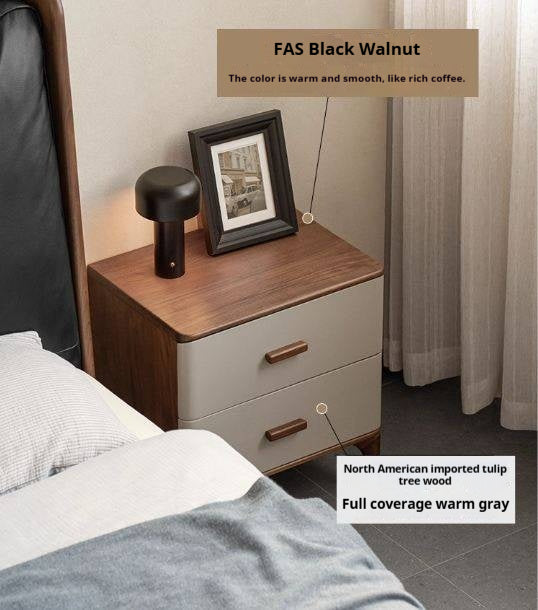 Black Walnut Solid Wood Italian Light Luxury Nightstand
