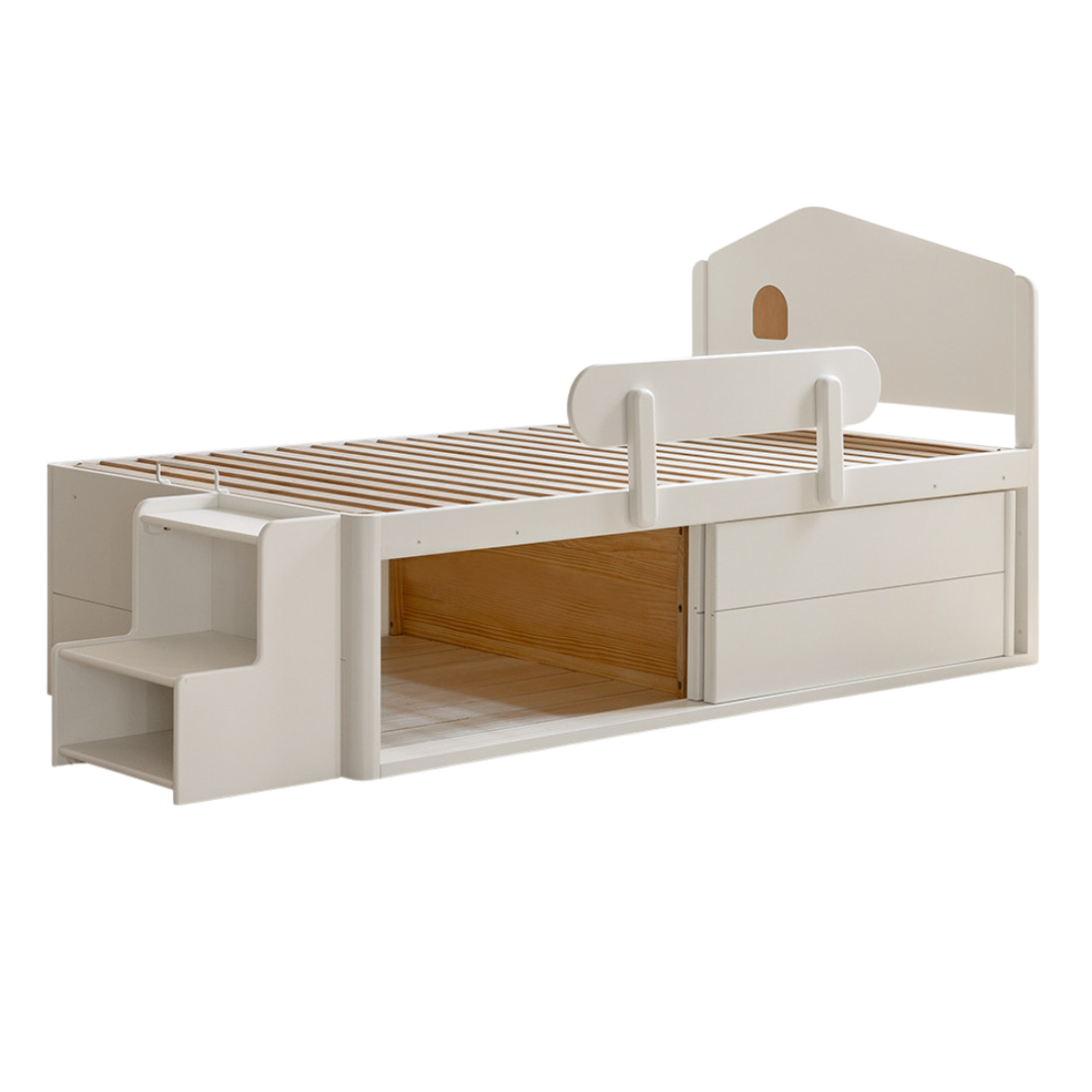 Rubberwood Solid Wood Children's White Storage Box Bed