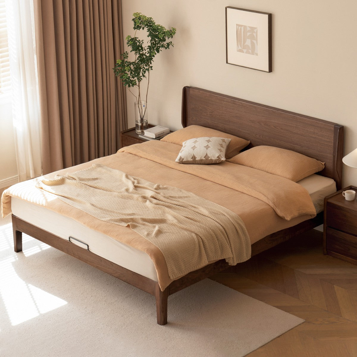 North American Black Walnut Solid Wood Large Bed