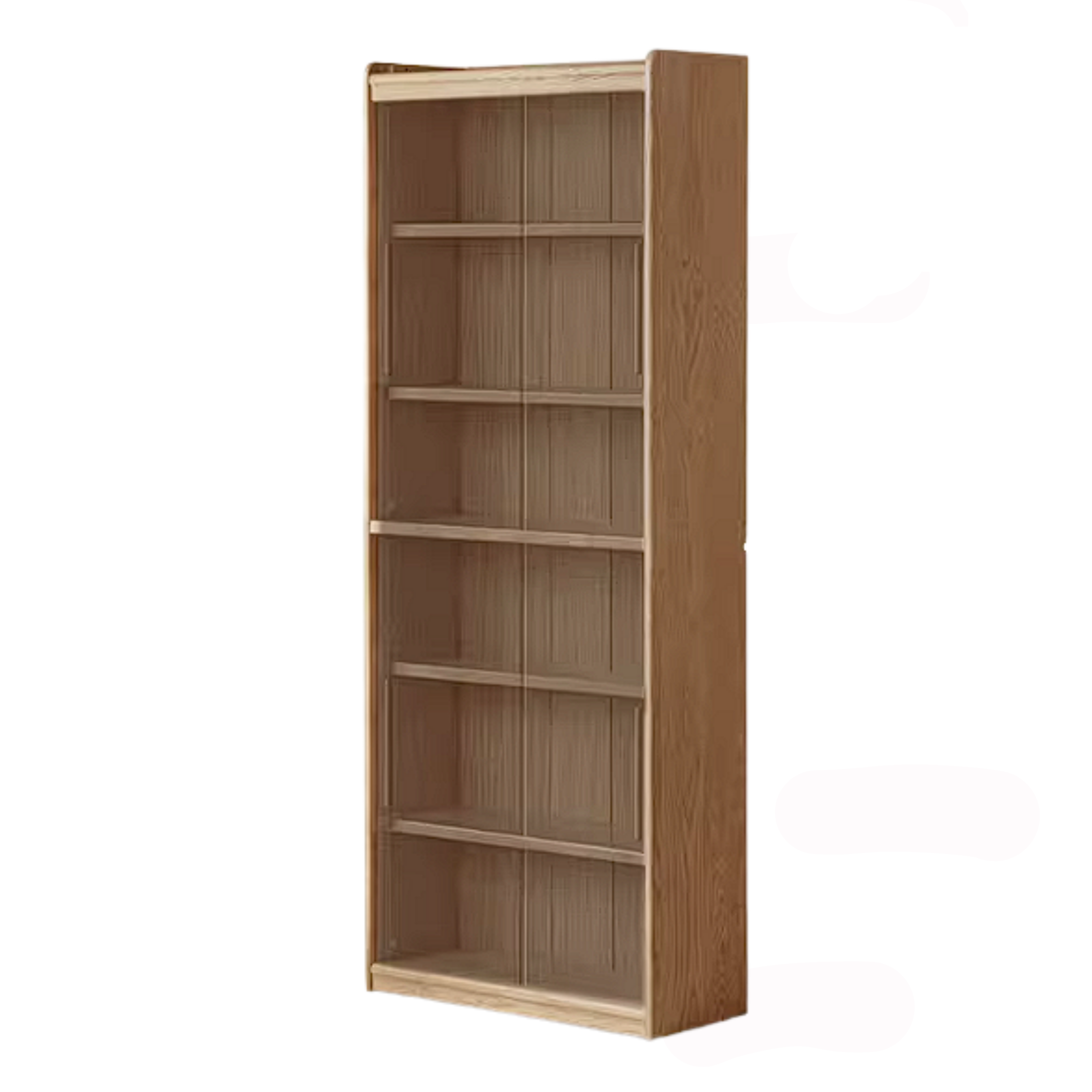 Ash Solid Wood Bookshelf with Wall Mounted Display Cabinet Design