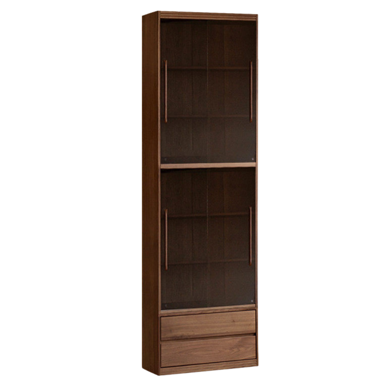 Black Walnut, Sandalwood Solid Wood Light Luxury Combined Bookshelf With Seat