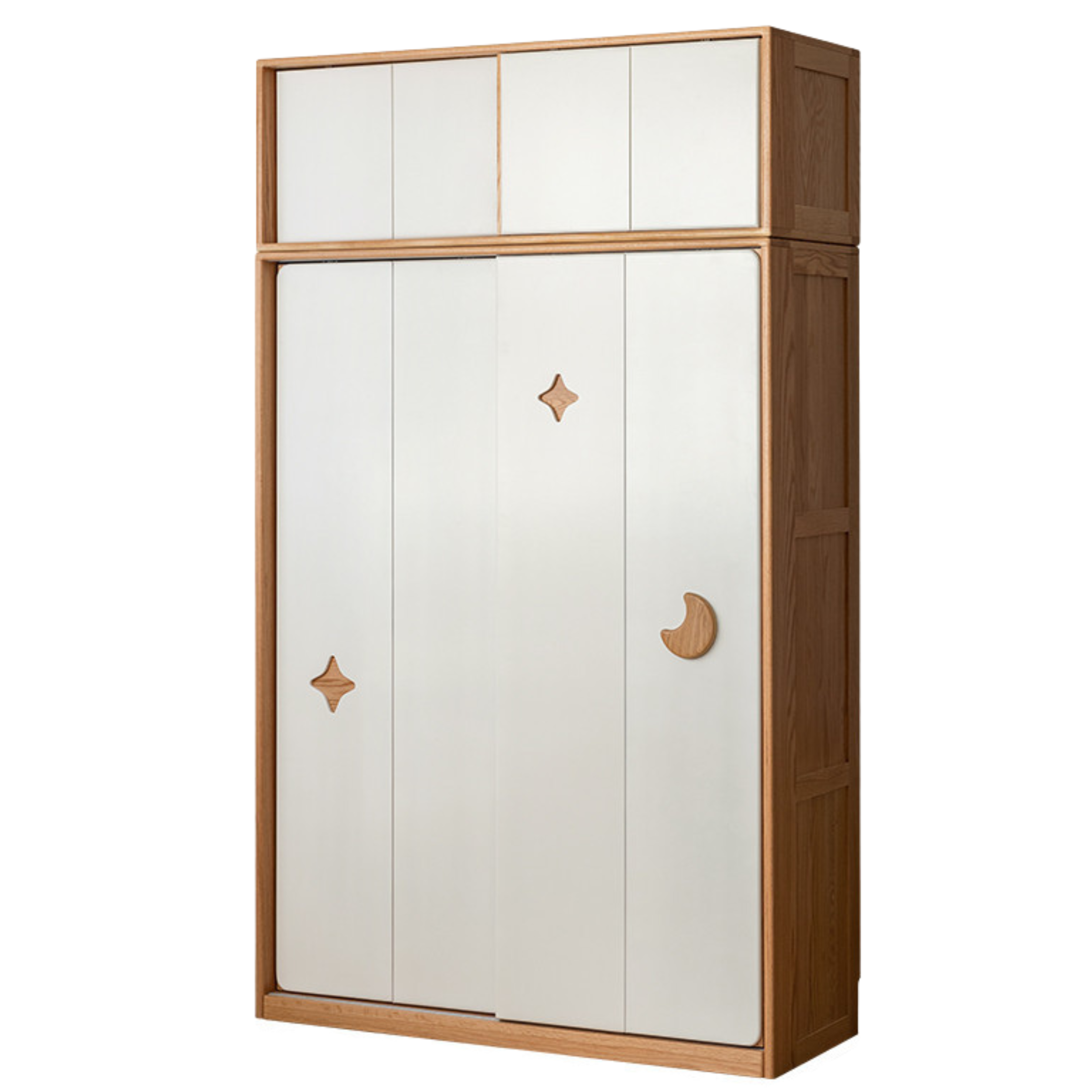 Oak Solid Wood Children's Sliding Door Wardrobe: