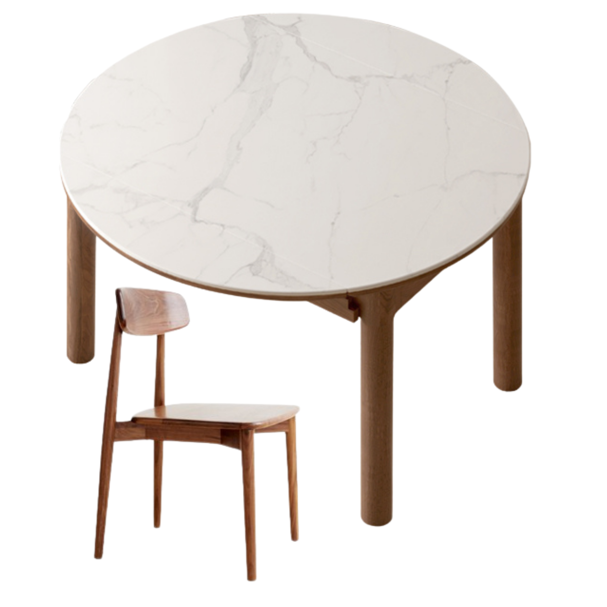 Black Walnut, Ash, Oak Solid Wood Rock Plate Folding Dining Table