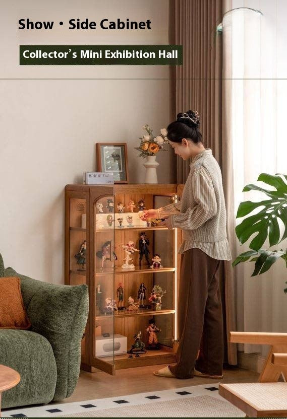 Cherry Solid Wood Retro Style With Light Side Cabinet