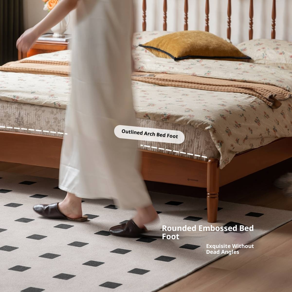 Poplar Solid Wood Windsor Bed, Retro Vintage Style