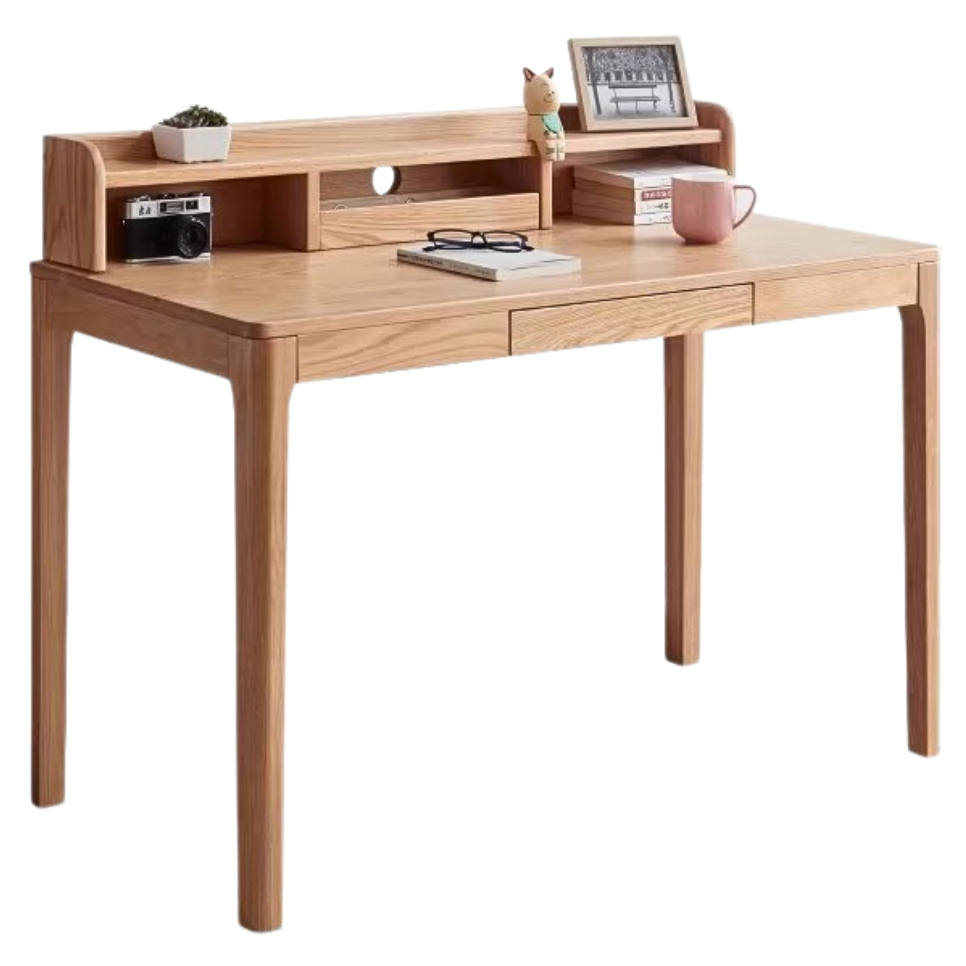 Oak, Beech Solid Wood Shelves Office Desk