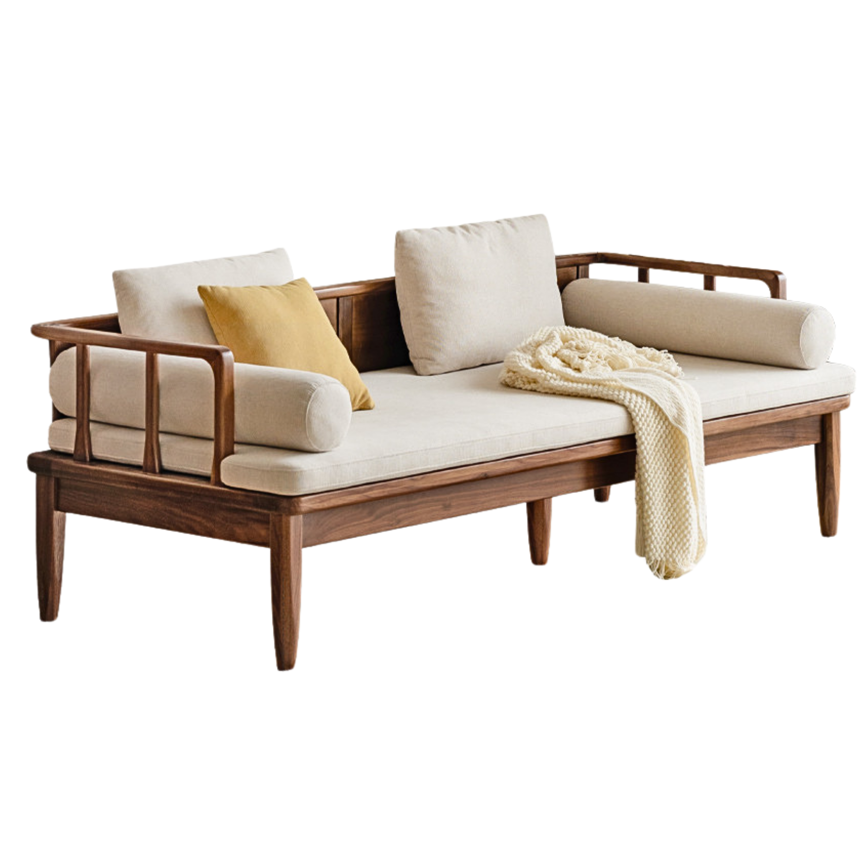 Black walnut solid wood winter and summer dual-use sofa)