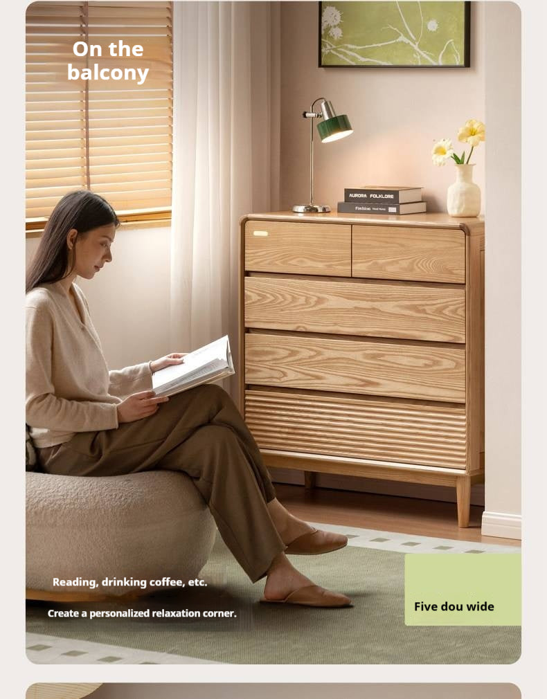 Ash Solid Wood Chest of Drawers with Modern Minimalist Design