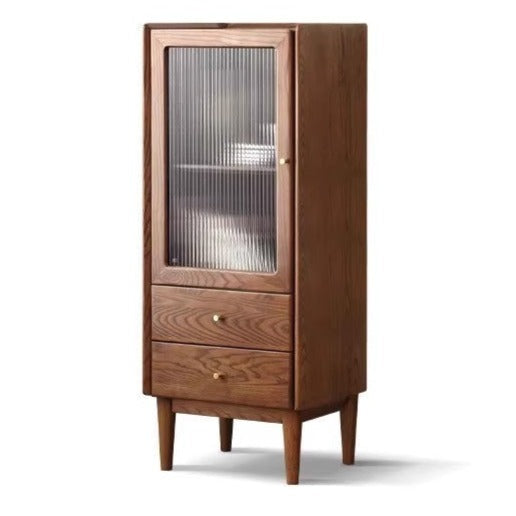 Narrow wood clearance cabinet with doors