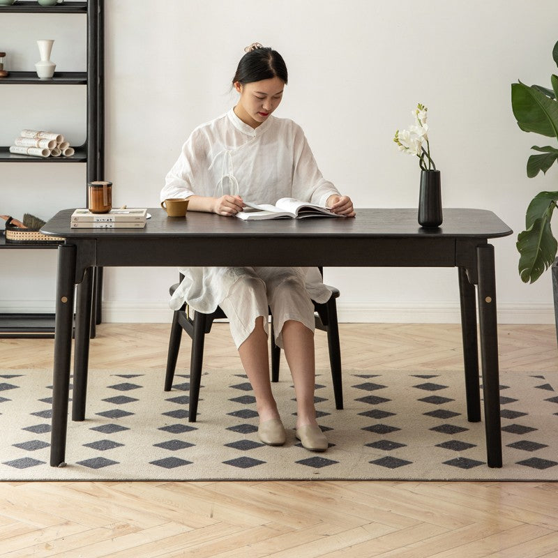 Oak black solid wood modern simple computer desk