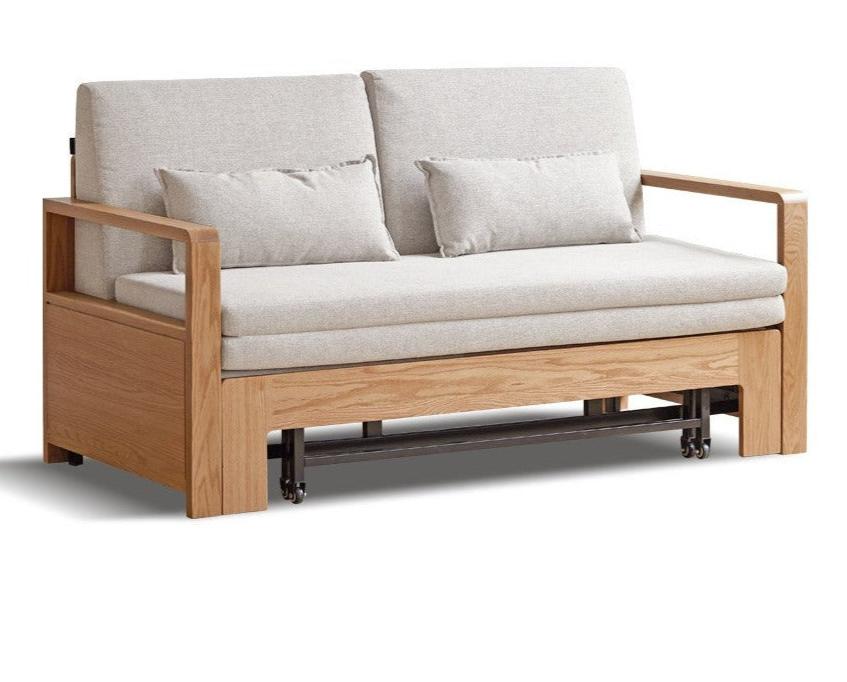 Oak Solid Wood Sofa Bed Modern Multifunctional