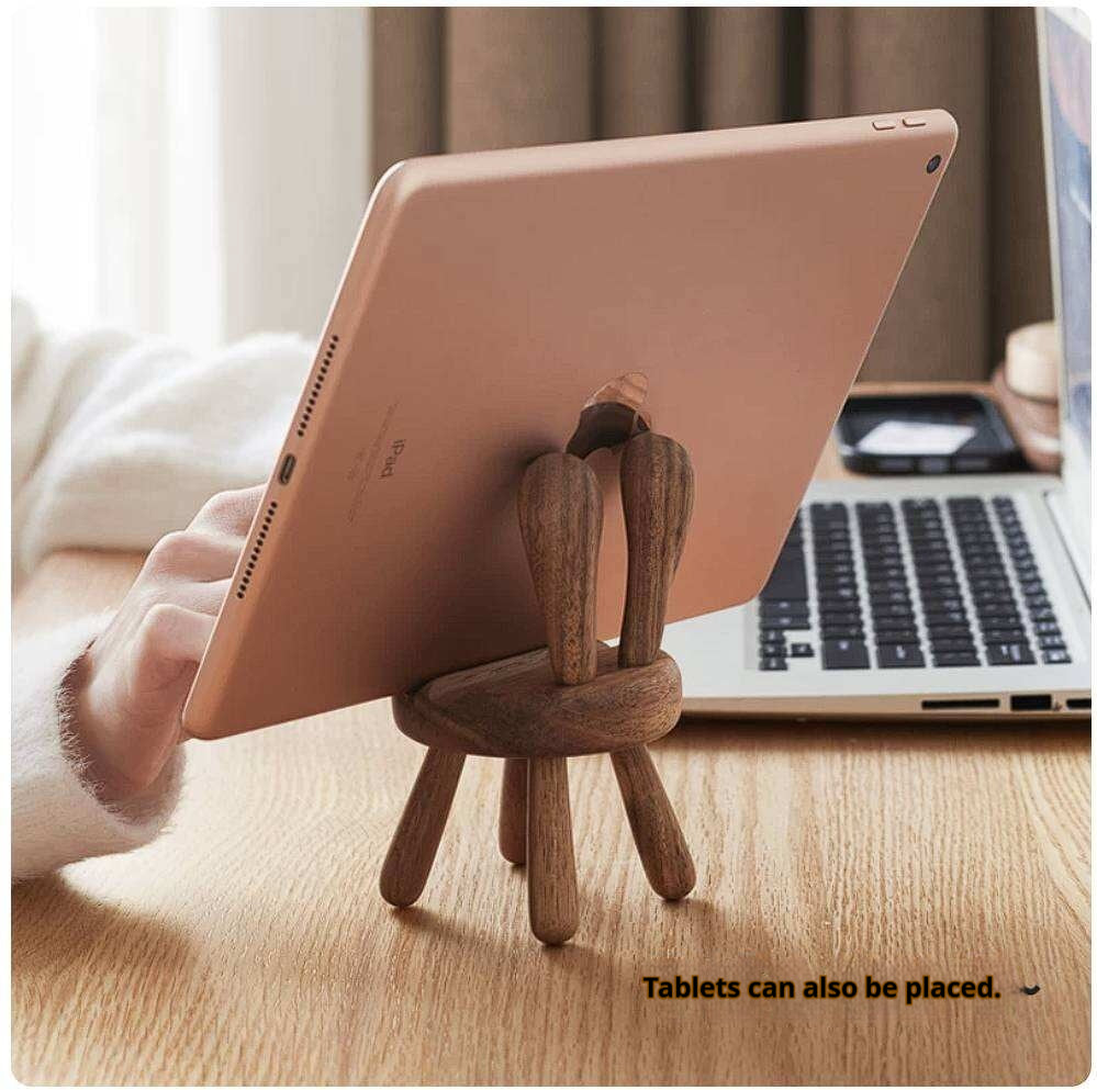 Black Walnut, Beech, Acacia Solid Wood Mobile Phone Holder Rabbit