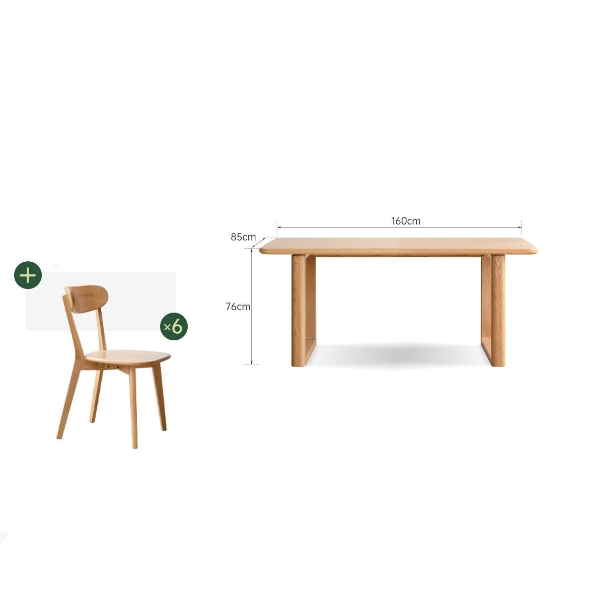 Oak solid wood large plate dining  table