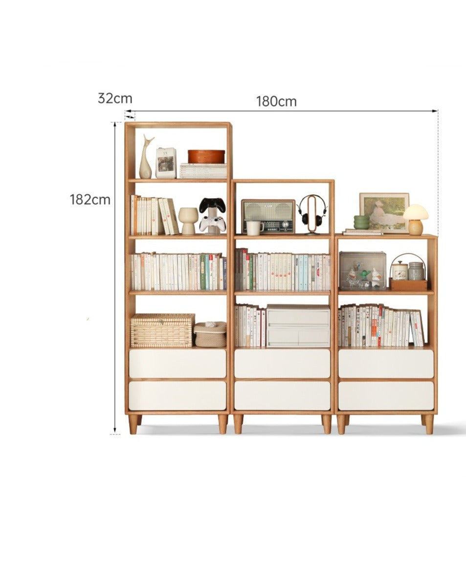 Oak solid wood modern storage bookcase<