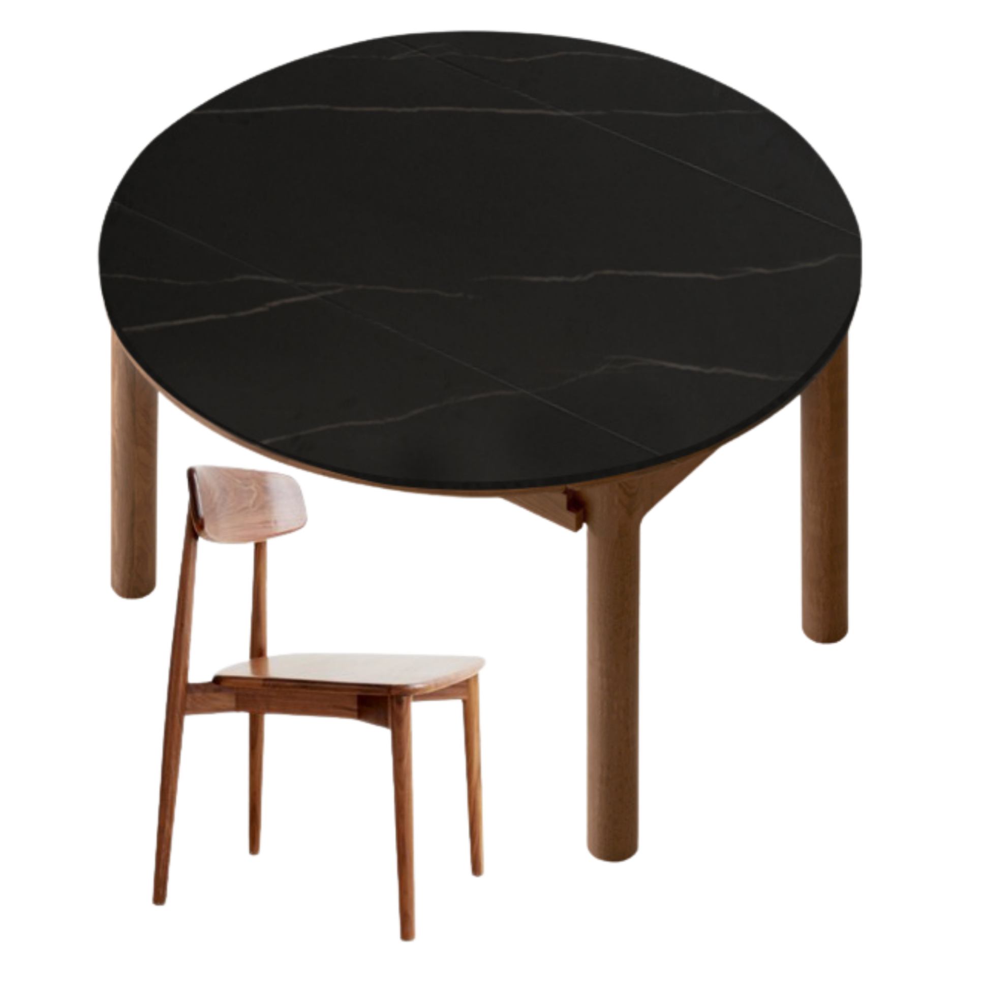 Black Walnut, Ash, Oak Solid Wood Rock Plate Folding Dining Table