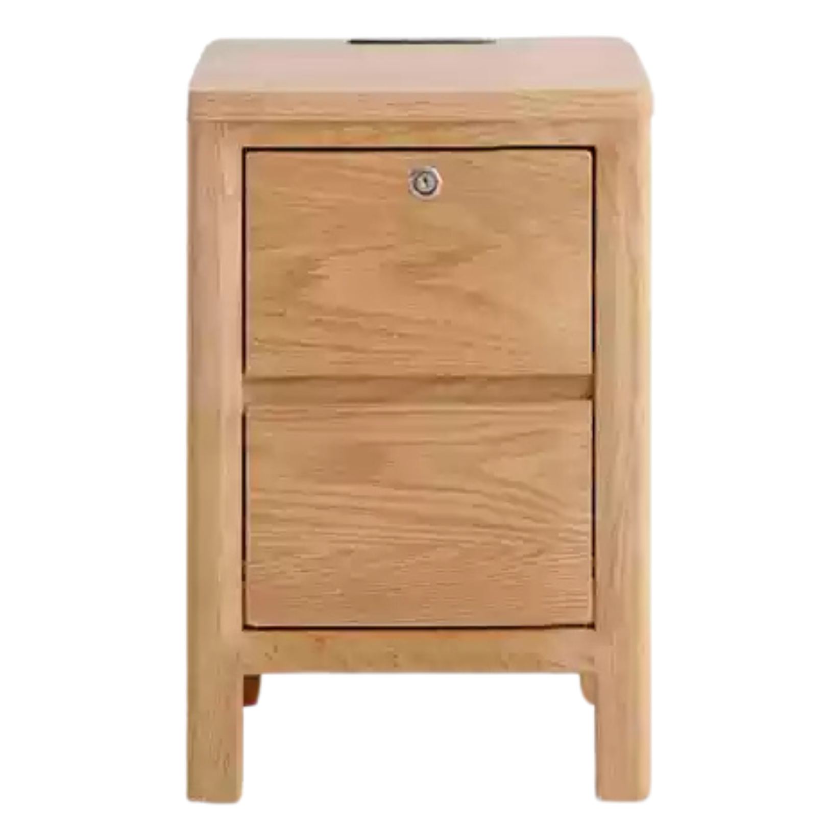 Oak Solid Wood Nightstand with Locker