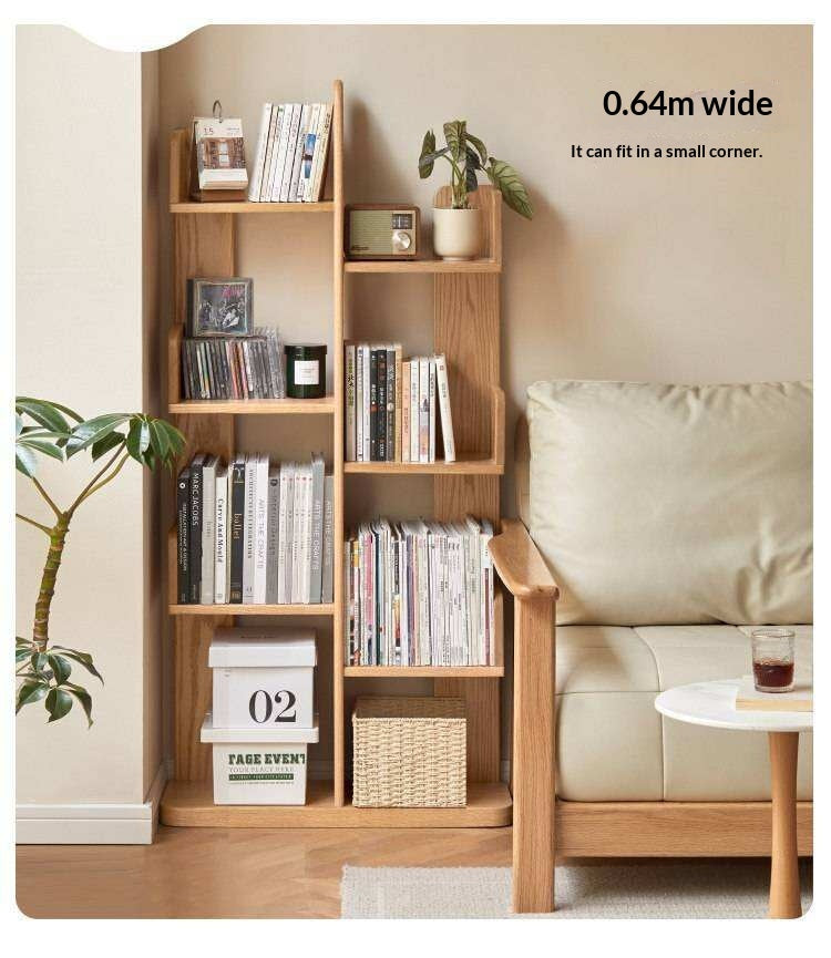 Oak Solid Wood Floor-Standing Bookshelf