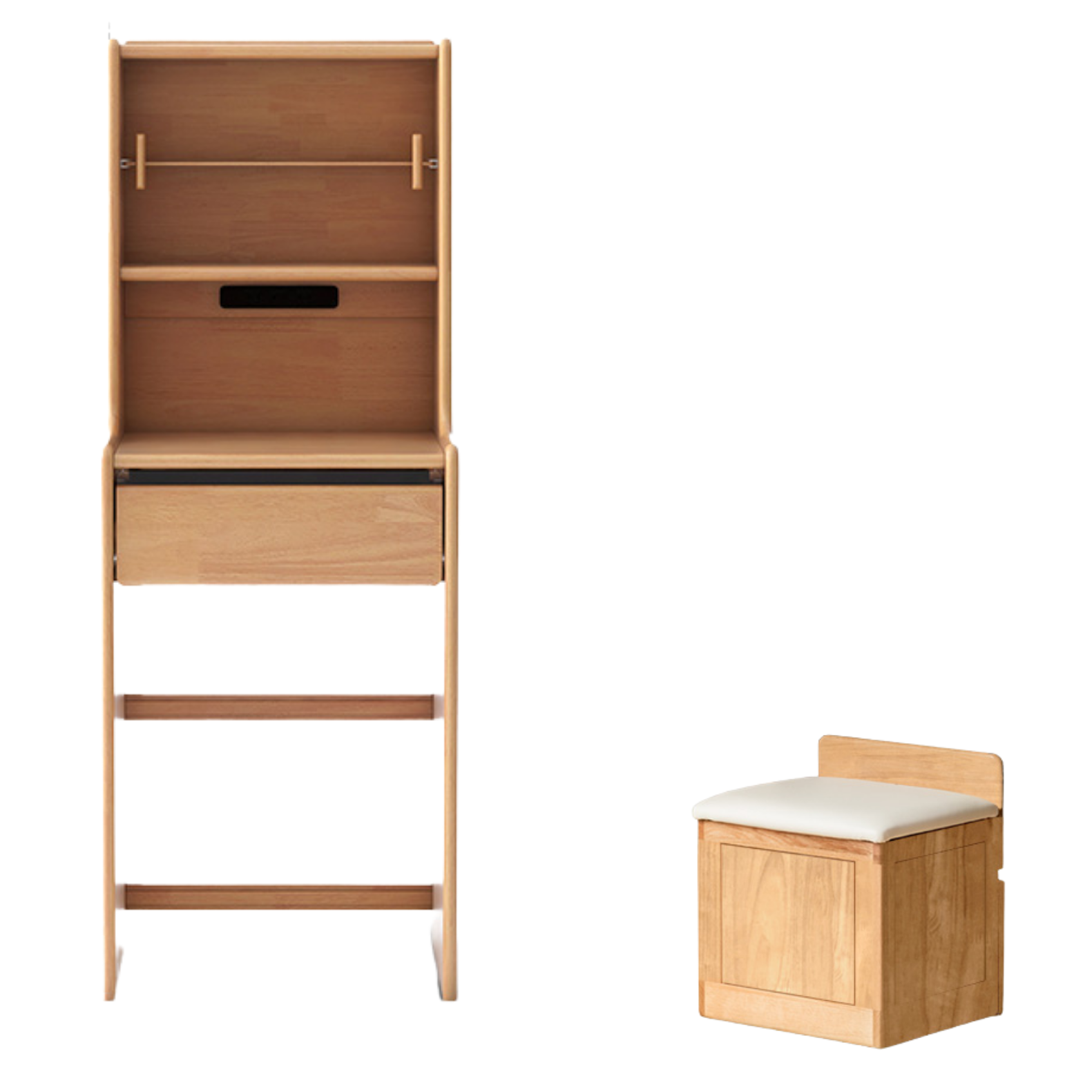 Oak, Solid Rubberwood Modern Vanity Table.