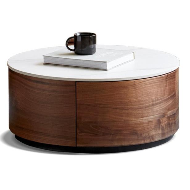 Black Walnut Solid Wood Light Luxury Rock Plate Coffee Table