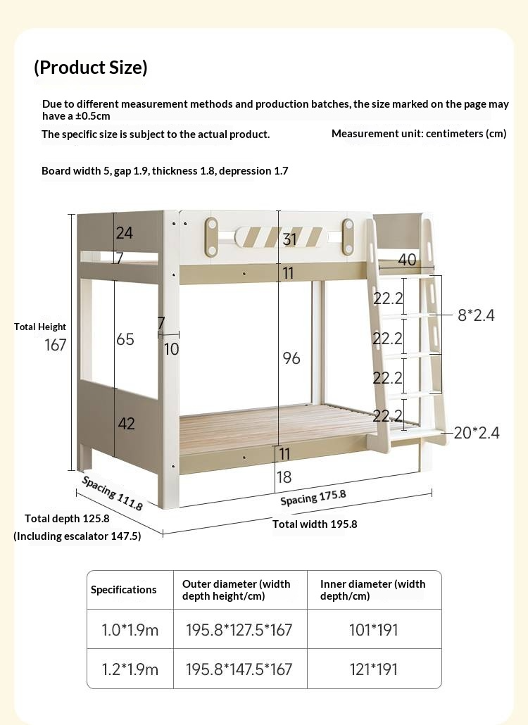 Rubberwood Solid Wood Children's Adult Bunk Bed