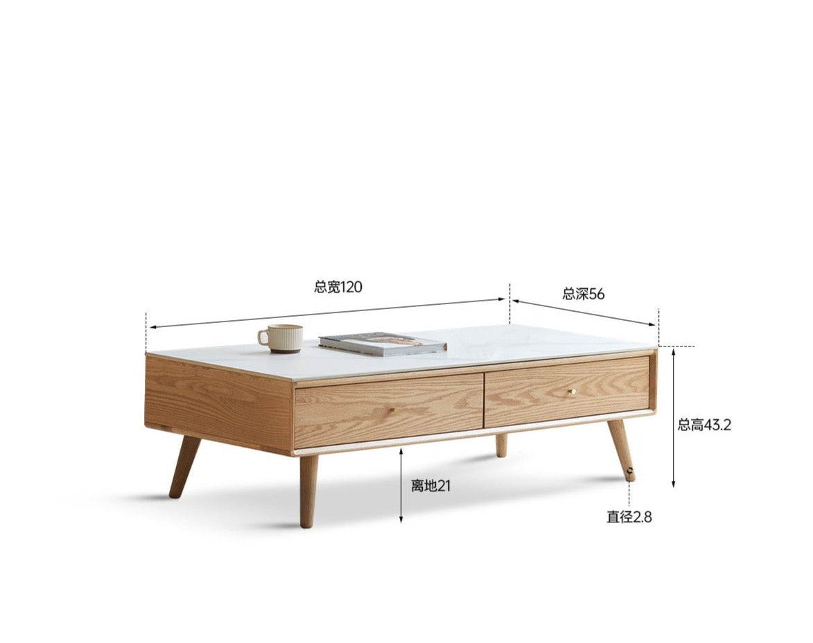 Oak Solid wood slate TV cabinet, Coffee table"