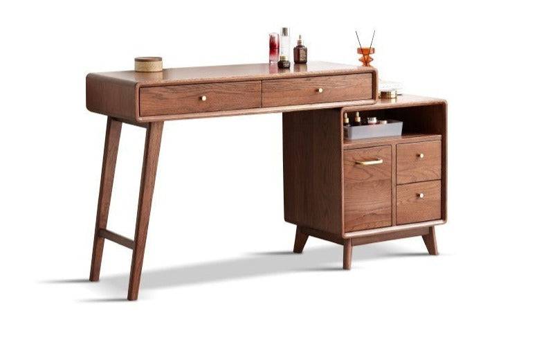 Oak solid wood telescopic dressing table Walnut color: