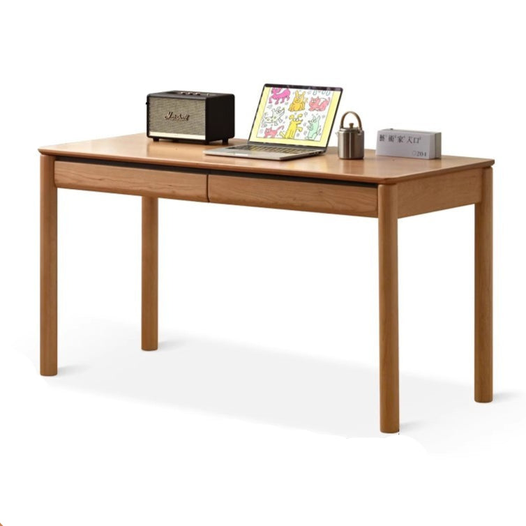 Cherry Solid Wood Retro Study Desk With Drawer