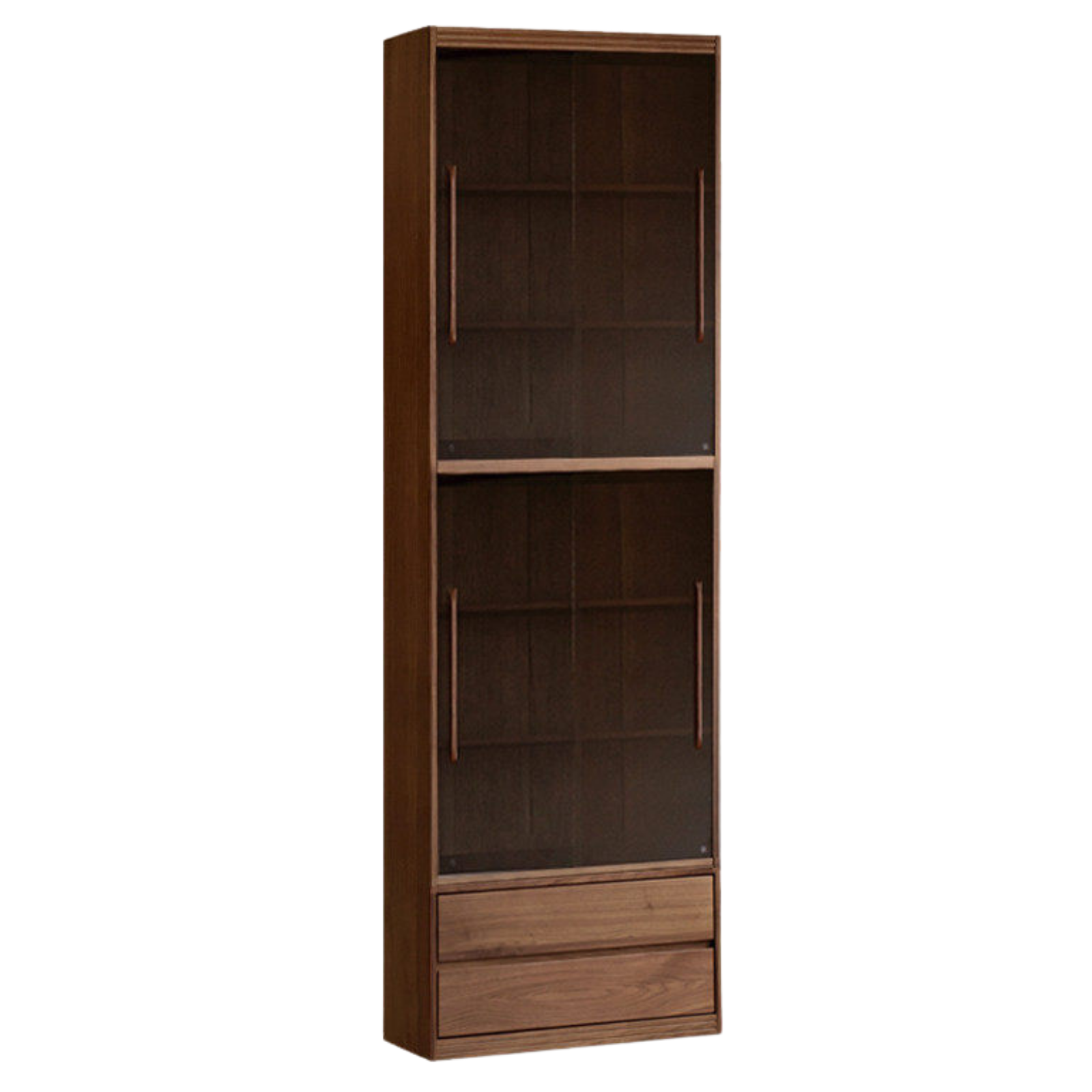 Black Walnut, Sandalwood Solid Wood Light Luxury Combined Bookshelf With Seat