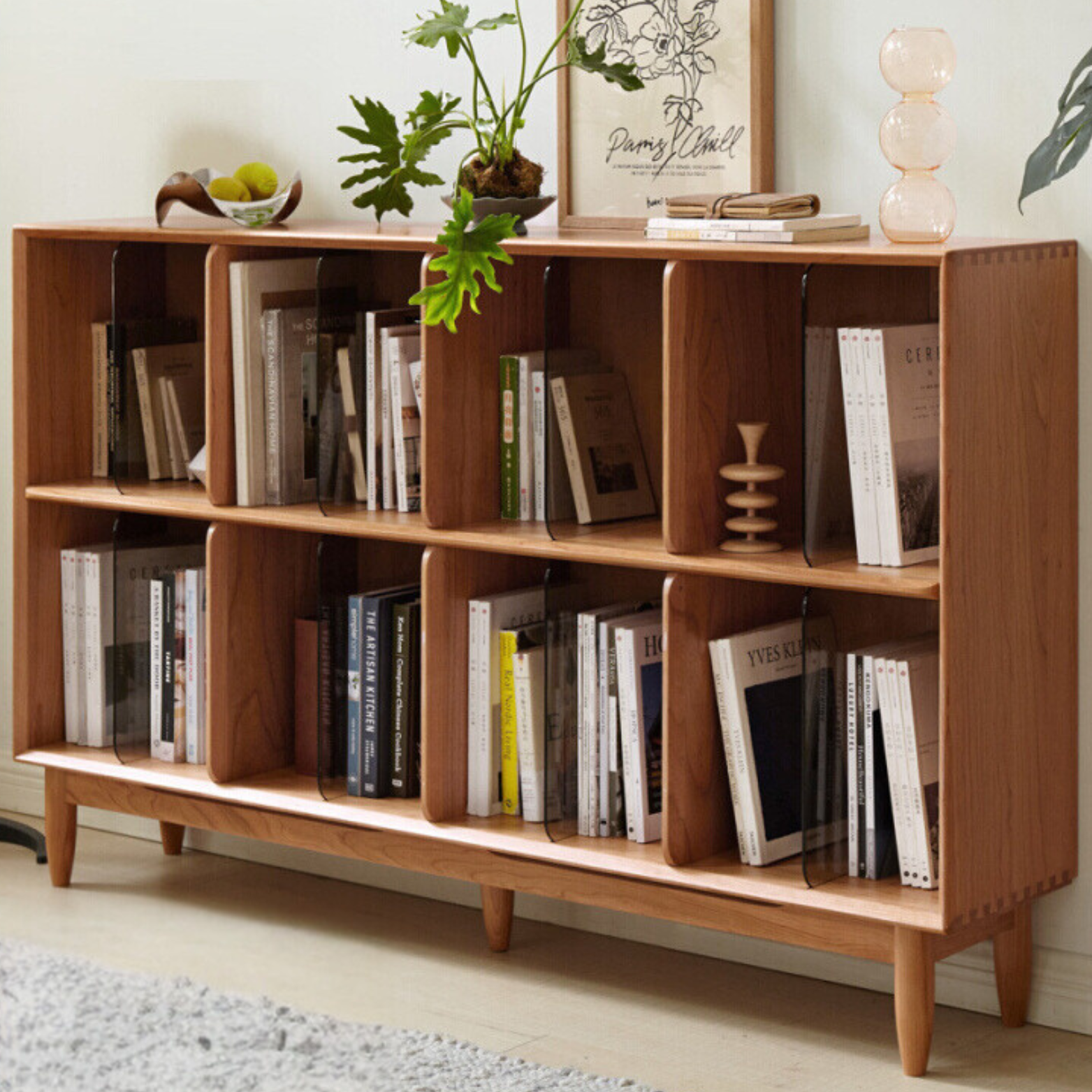Oak solid wood low bookshelf"-