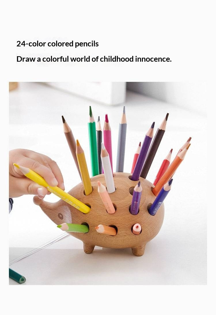 Beech Solid Wood Hedgehog Nordic Animal Pen Holder