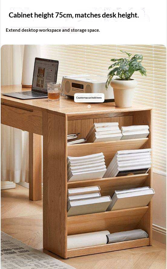 Oak Solid Wood Small Book Rack Against The Wall