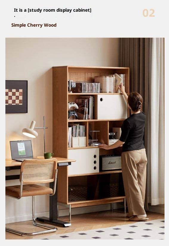 Poplar, Cherry Solid Wood Ancient Style Bookcase