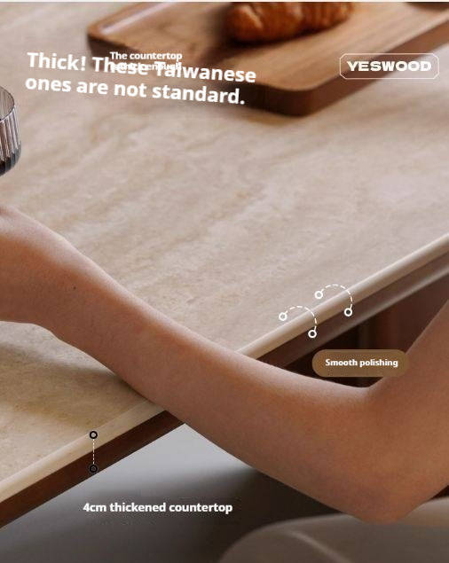 Black Walnut Solid Wood Light Luxury Style Rock Plate Dining Table