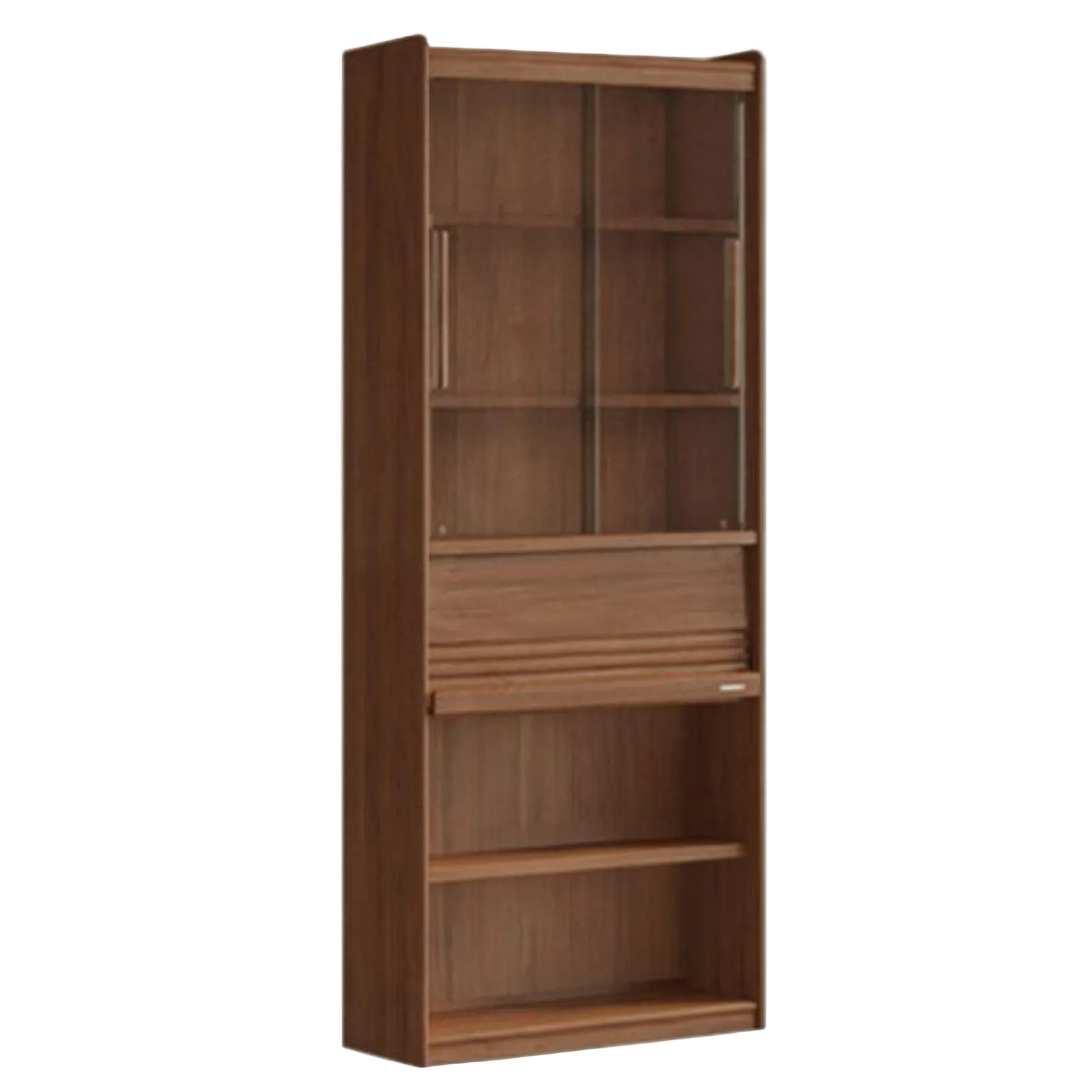 Black Walnut Solid Wood Integrated Wall Bookcase with Floor Display