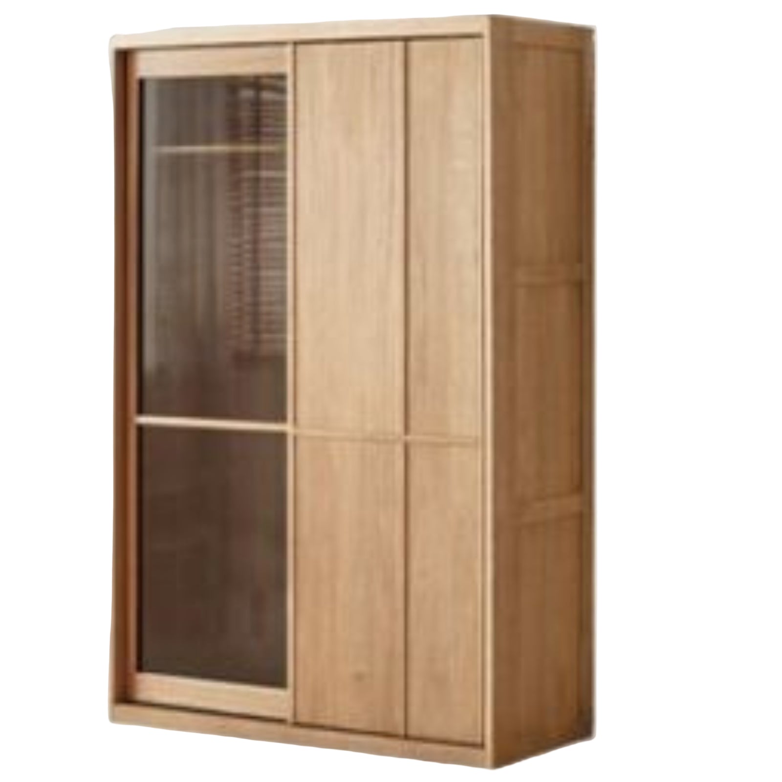 Oak Solid Wood Modern Double Door Wardrobe