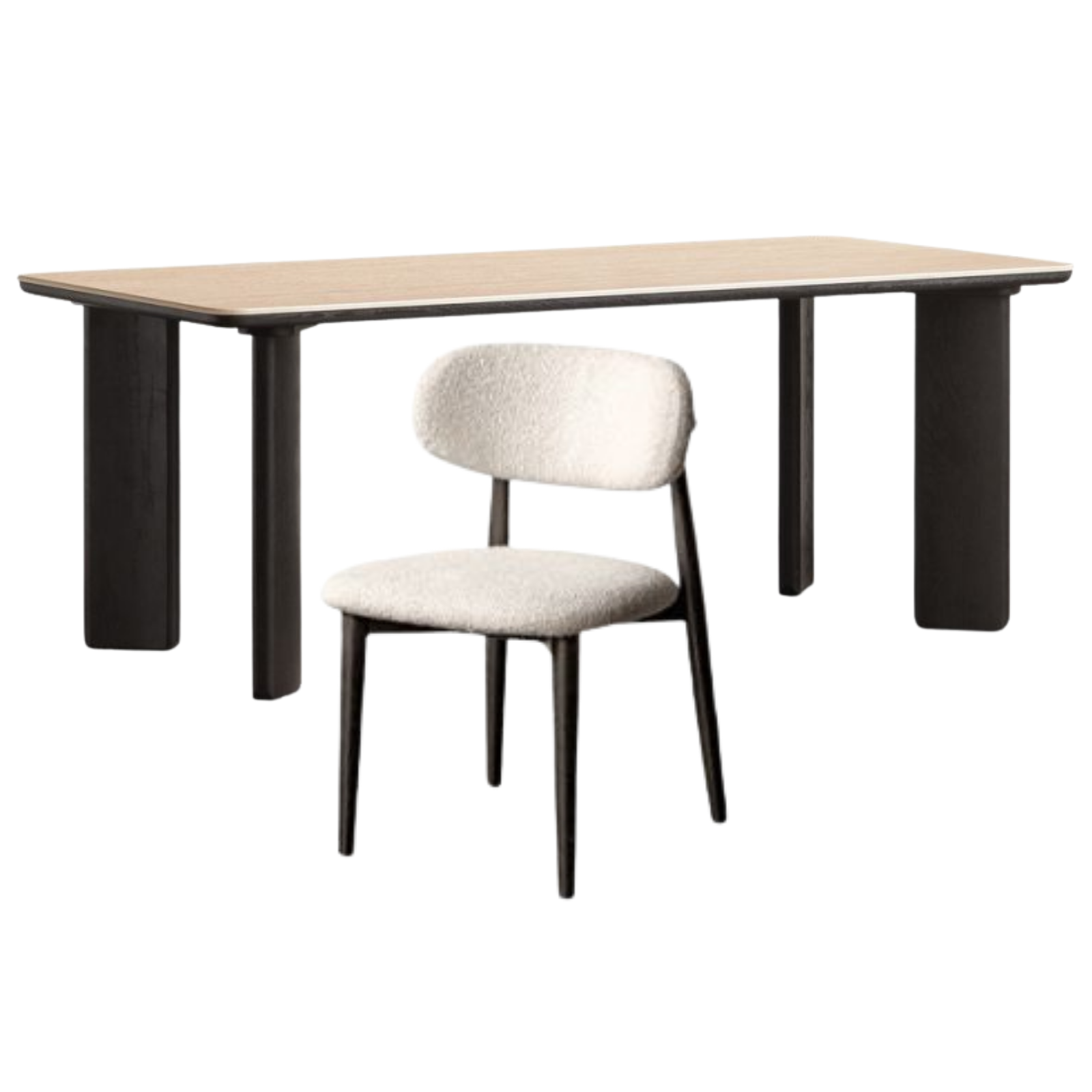 Oak Solid Wood Modern Cave Stone Rock Plate Dining Table