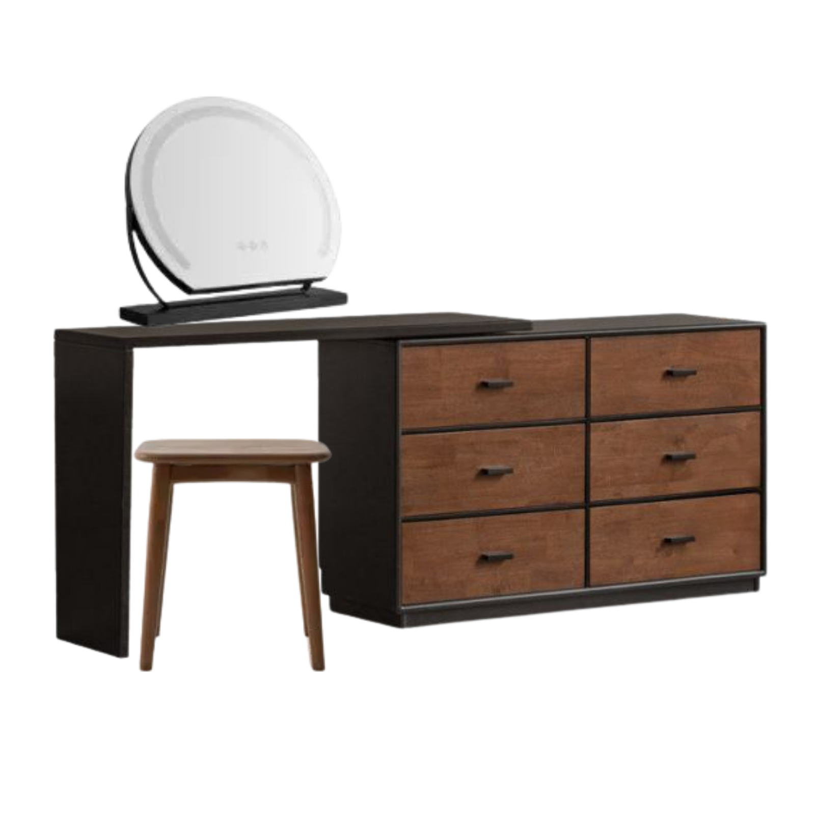 Solid RubberWood Extendable Vanity Desk and Dresser Combo, Italian Style