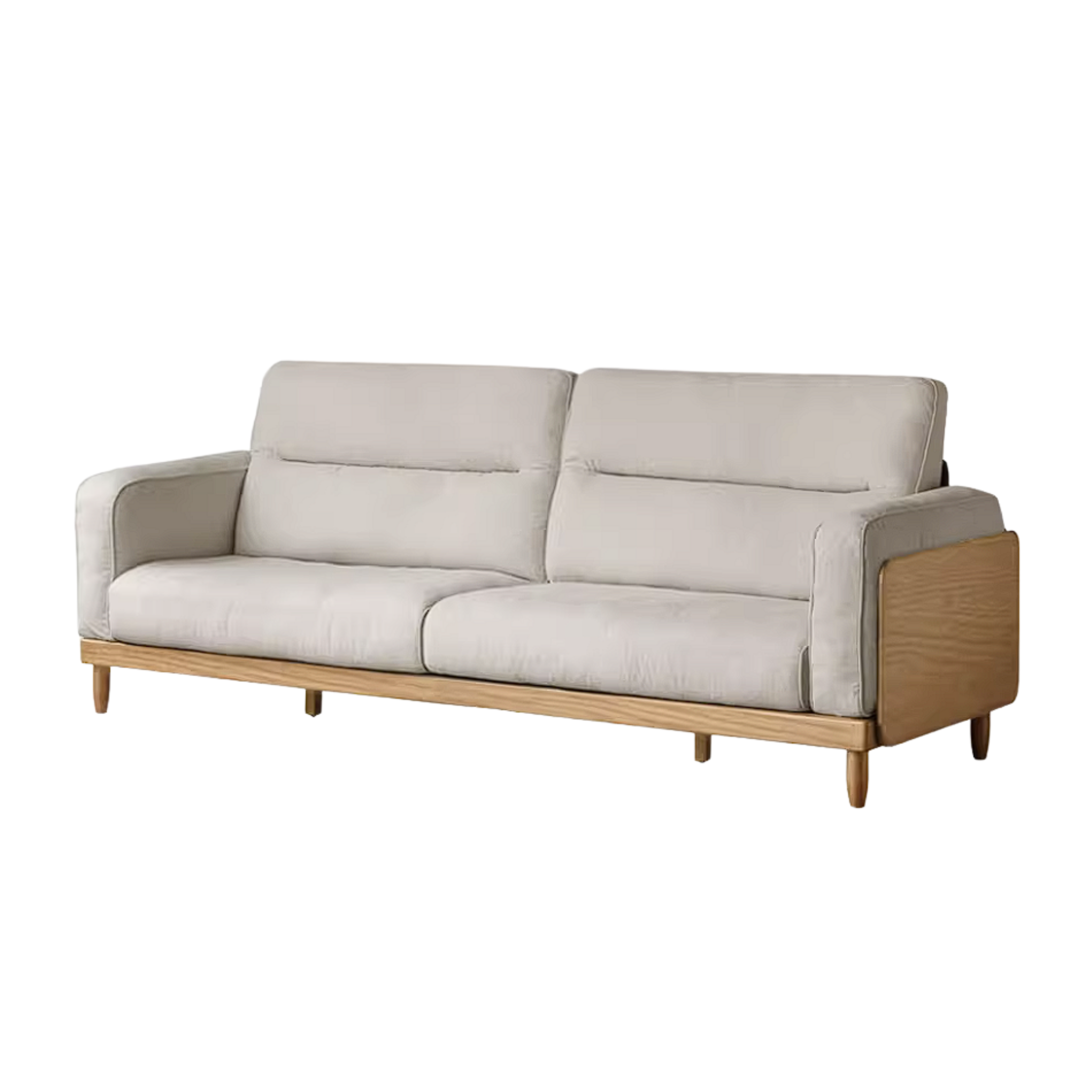 Oak, Ash Solid Wood Sofa with Exposed Wood Frame Arms