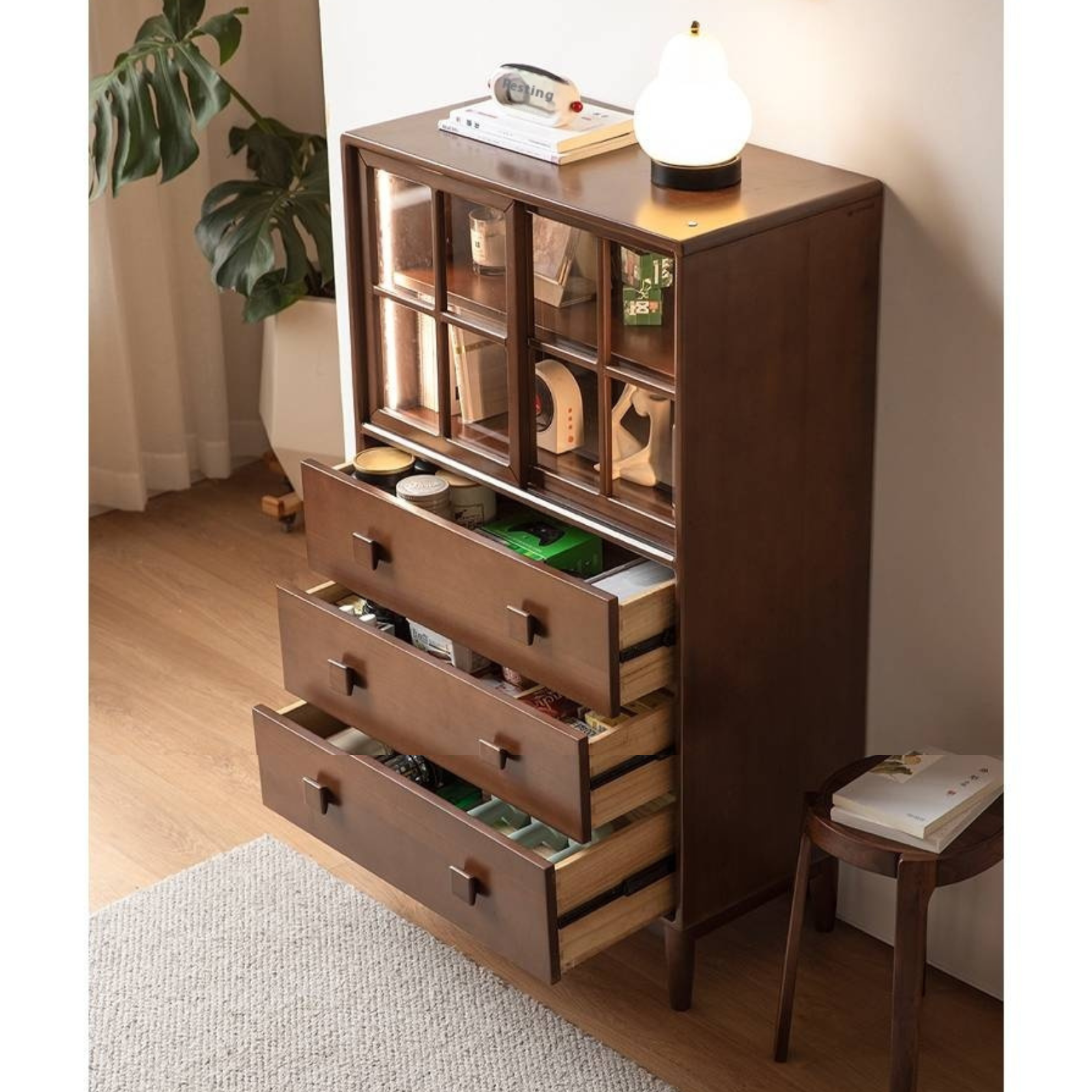 Beech Solid Wood Modern Side Cabinet