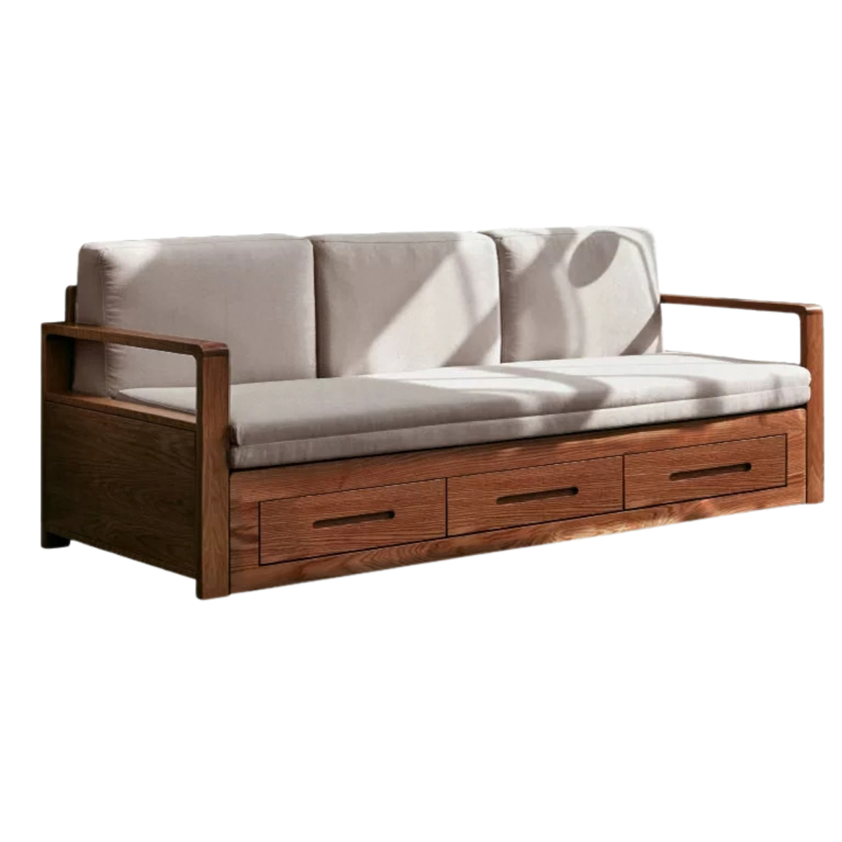 Oak, Ash Solid Wood Wood Daybed with Trundle and Storage Drawers