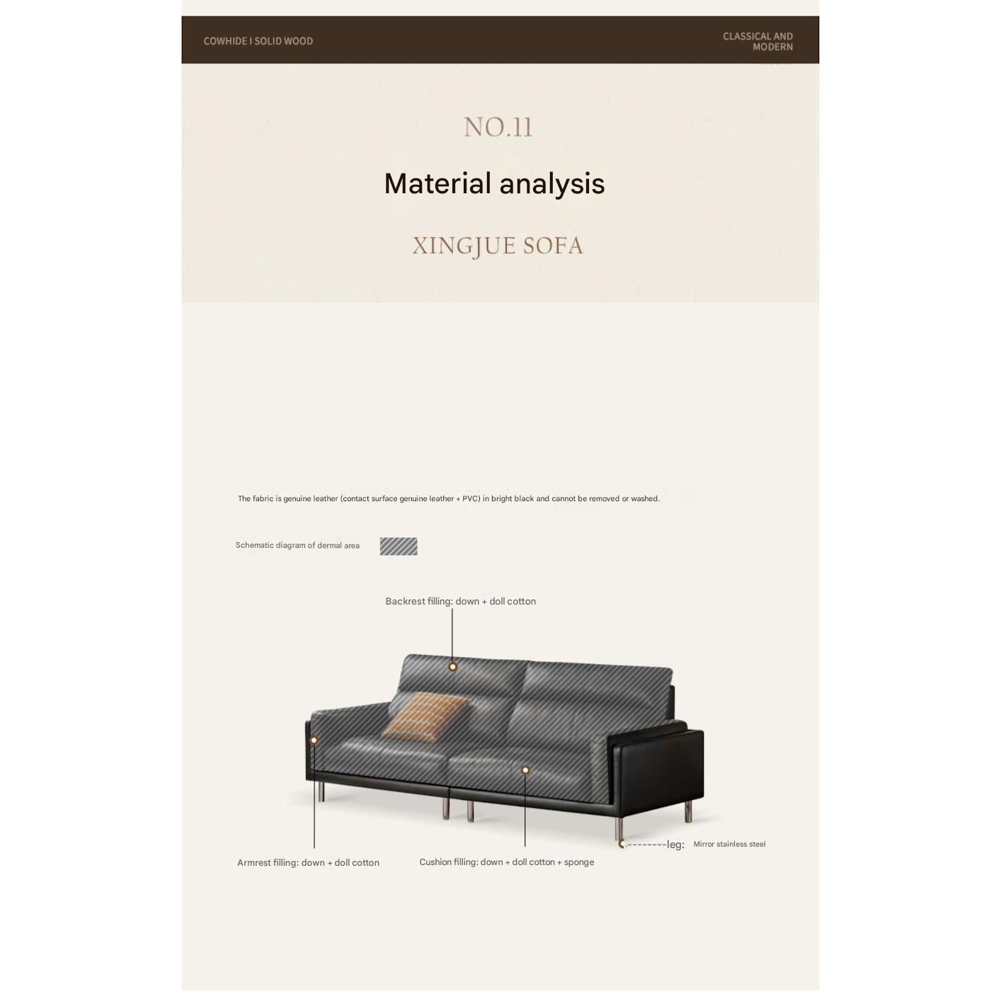 Italian Luxury Leather Sofa  High-Back
