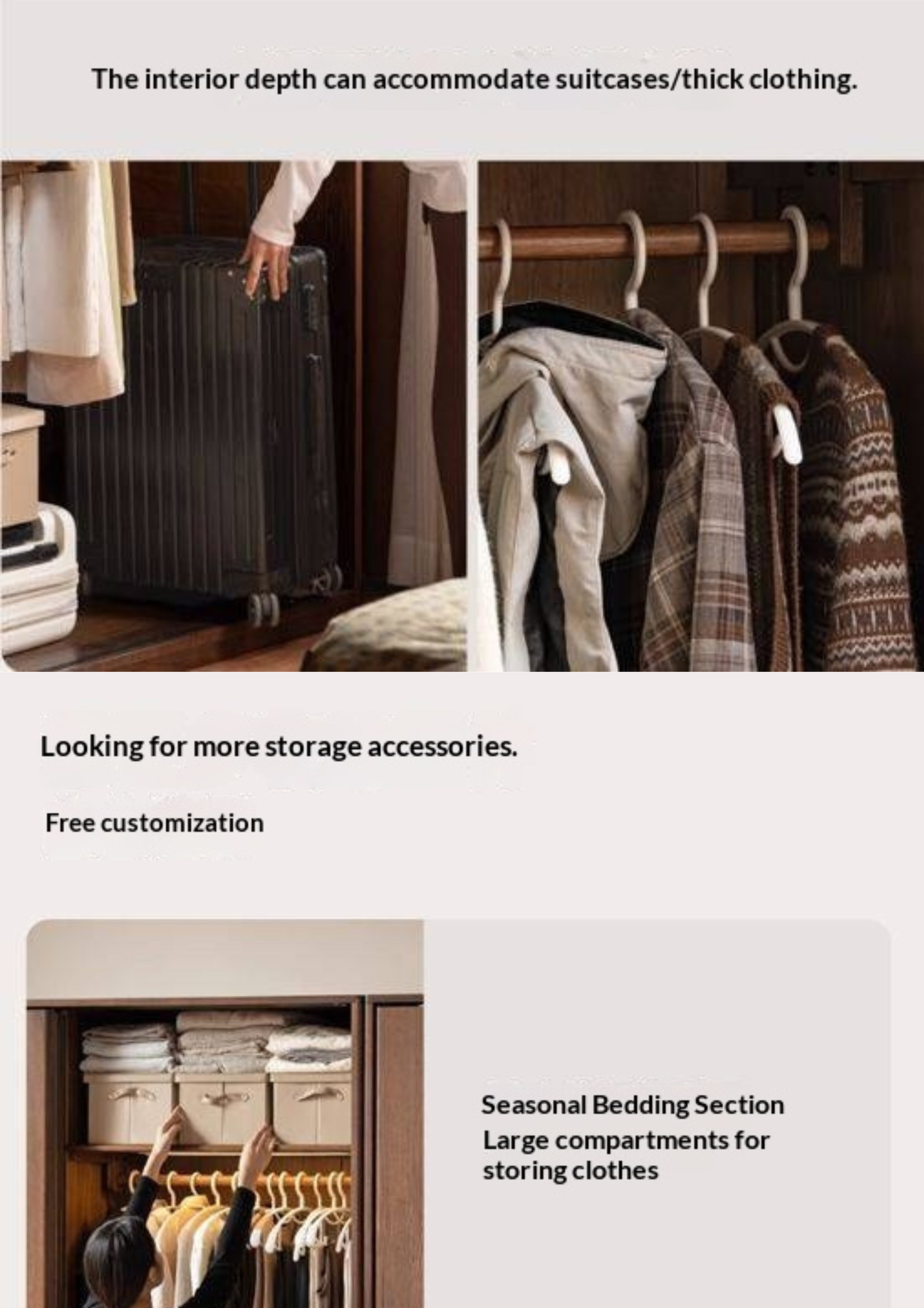 Oak Solid Wood Modern Style Wardrobe