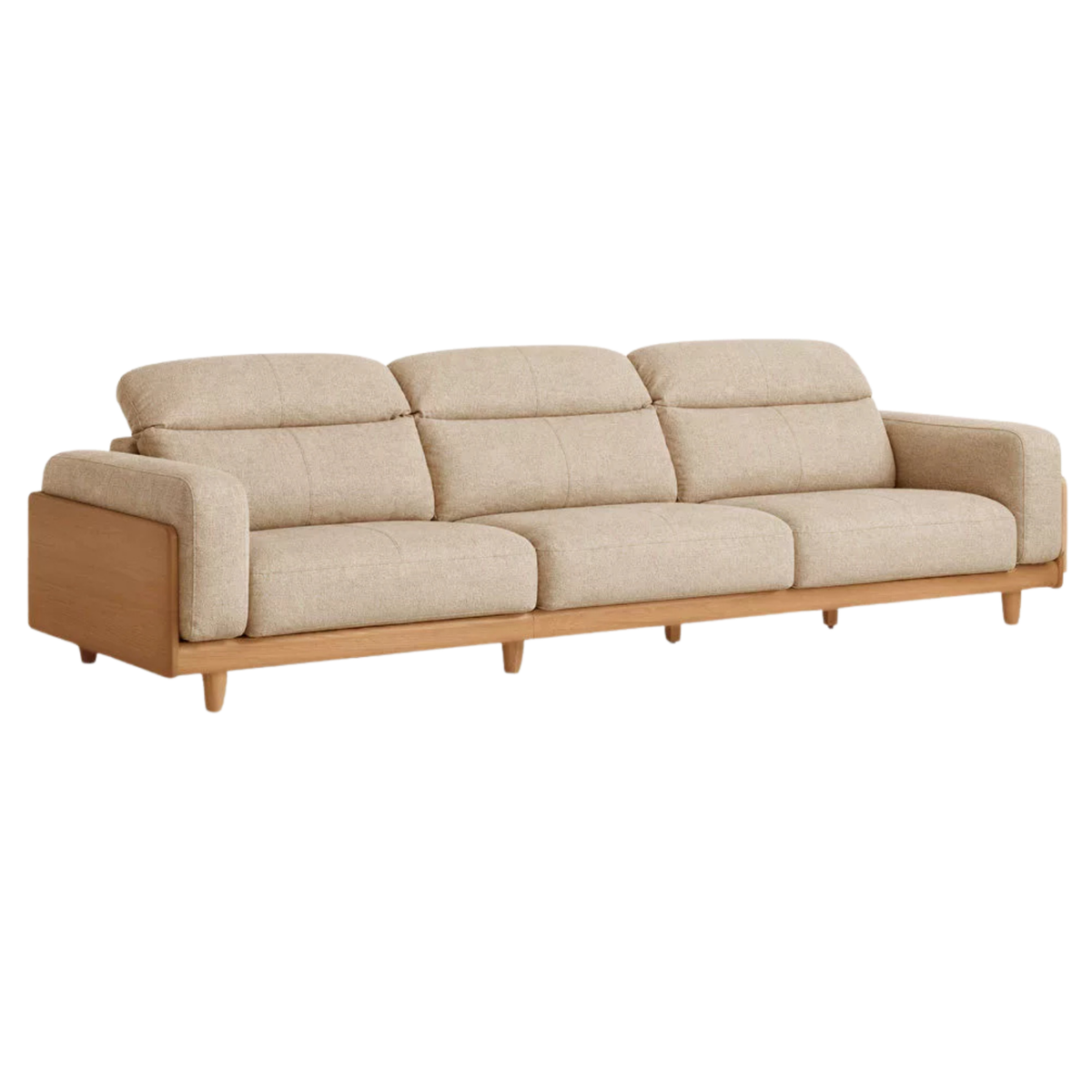Cherry Solid Wood Genuine Leather Reclining Sofa with Adjustable Headrest