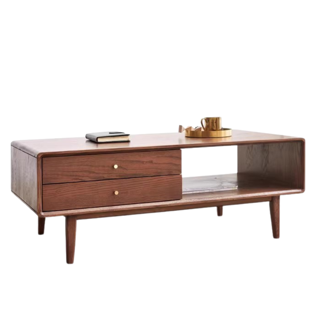 Oak Solid Wood coffee Table Nordic Walnut Color-